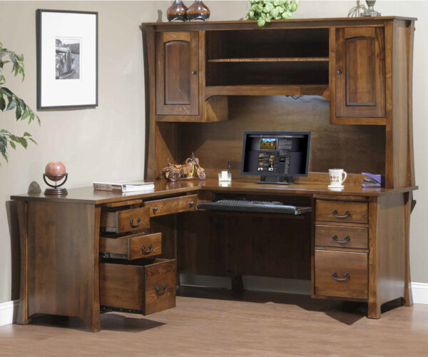 Woodbury L-Desk With Hutch